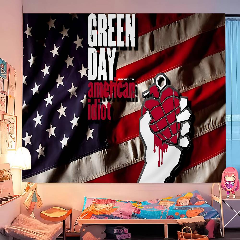 Green Day Muzyka Zespół Rockowy Wykres Gobelin Dekoracja Domu Hippie Bohemian Dekoracja Wróżbiarstwo Wiszący na Ścianę Wystrój Domu
