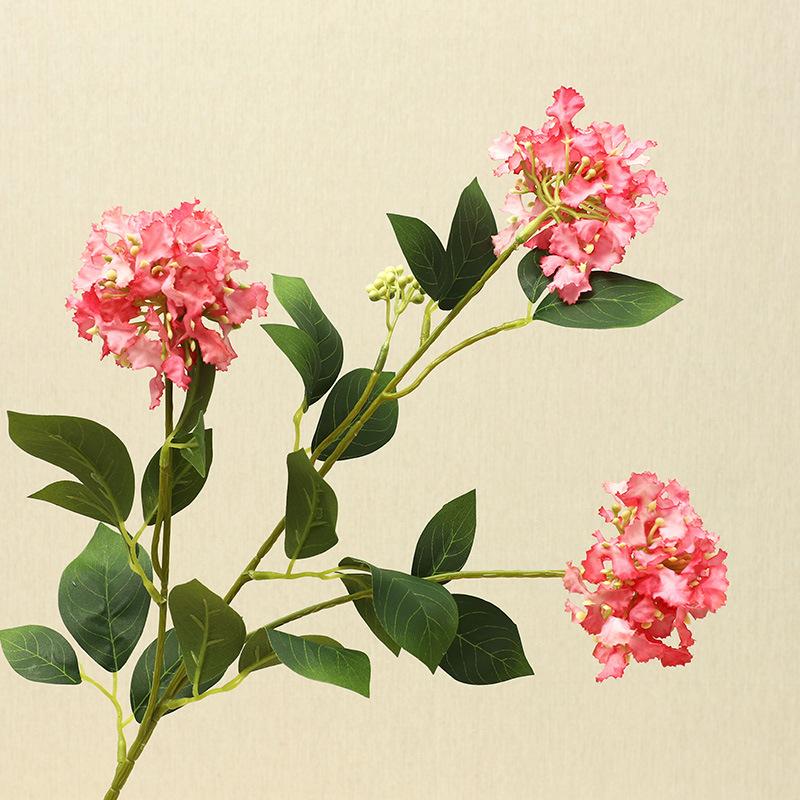 Simulation Flower 3 Head Crape Myrtle Flower Wedding Home Living Room Decoration Fake Flower Bouquet Road Lead Flower Row Props Soft Outfit