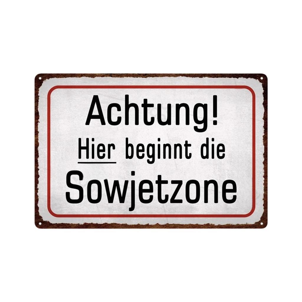 Germany HALT STÓJ Achtung Metal Sign German Warning Signs Hazardous Area Placards Vintage Plaque Plate Wall Decorative