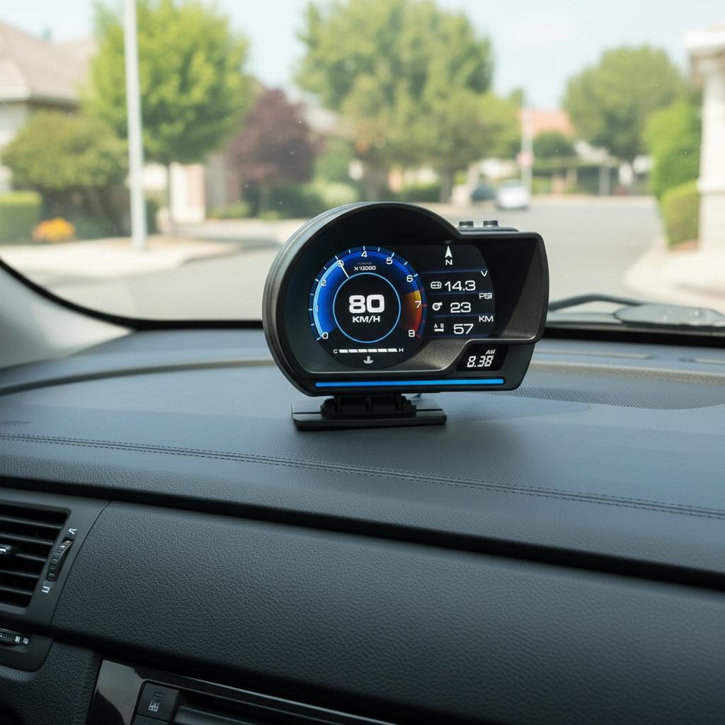 Universal A501 OBD2 Auto Meter Car HUD Turbo Gauge Car Head Up Display Smart Digital Security Alarm Water&Oil Temp RPM