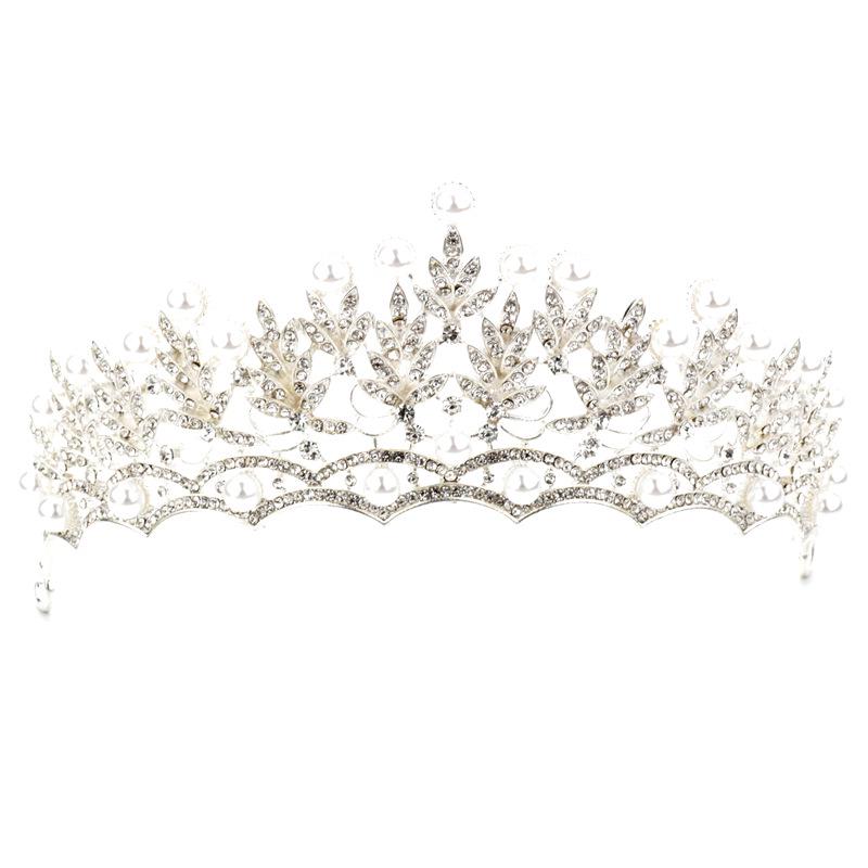 Xiao Ming Pearl & Rhinestone Bridal Crown - Korean Style Wedding Headdress Jewelry