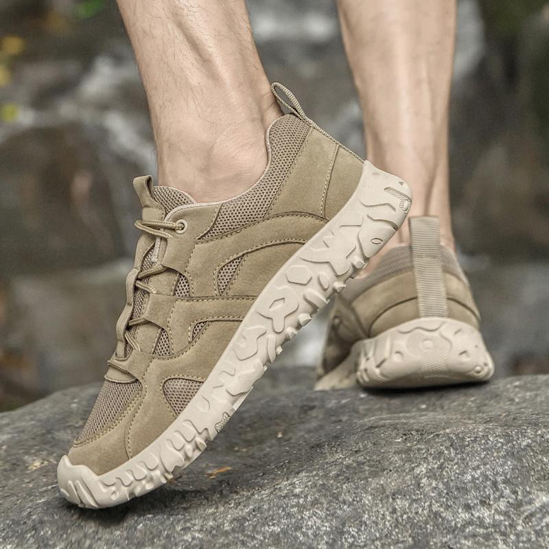 Fashion Outdoor Lace-Up Men Casual Shoes Suede Leather Sneakers for Men Non-Slip Hiking Shoe Breathable Treking Footwear Tenis Masculino