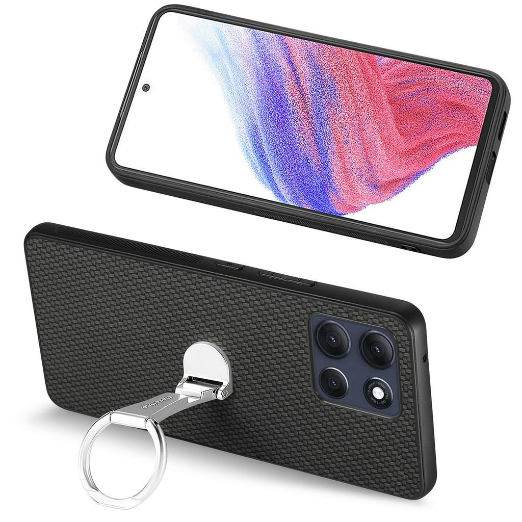 CASENEO C1-19 for Motorola Moto G86 Power 5G Case Folding Kickstand Leather Back Cover Carbon Fiber Texture