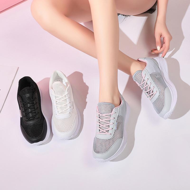 

Hollow large mesh flat bottom MD lightweight sports shoes large size 41 рожевий