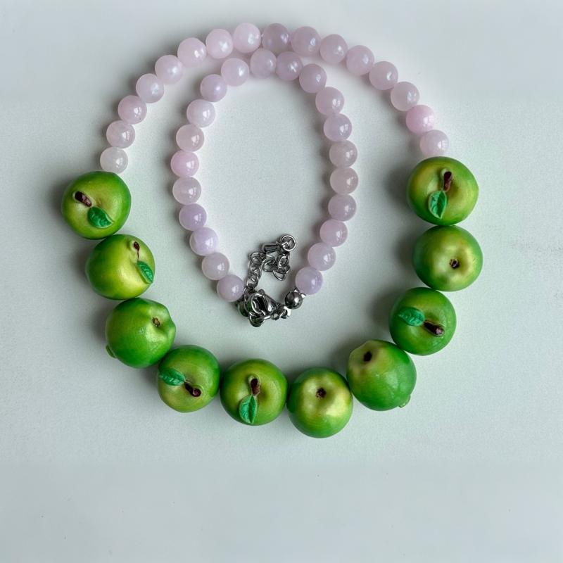 Vintage Stil Frucht Anhänger Halskette 3D Erdbeere Granatapfel Perlen Perlenkette Süßer Schmuck Für Frauen Täglichen Und Party Gebrauch