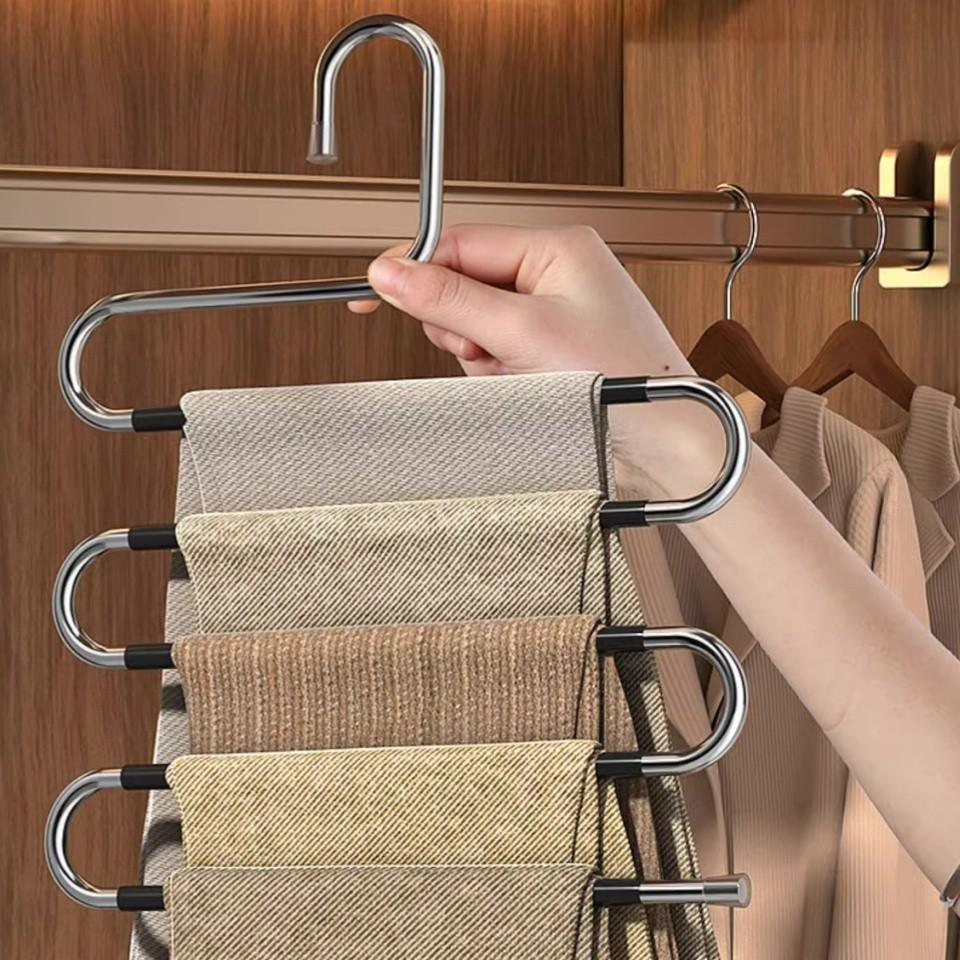 1/3Pcs Hangers Space Save Non-Slip Clothes Hangers Stainless Steel Closet Storage Organizer for Pants Jeans Scarf Trousers