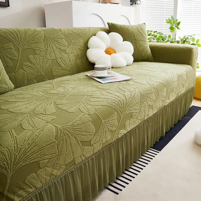 

Юбка Гинкго Билоба Чехол для дивана Все включено Универсальный чехол Всесезонный Универсальный Защита от царапин кошек Эластичный Защитный чехол 190-230 зелёный