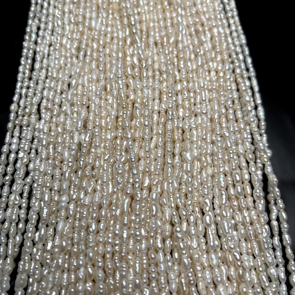 1String, White Natural Freshwater Pearls, Handmade Rice Pearl Beads, 2-3 Mm, for DIY Necklace Accessories, Jewelry Making, Women Gift, 36 Cm