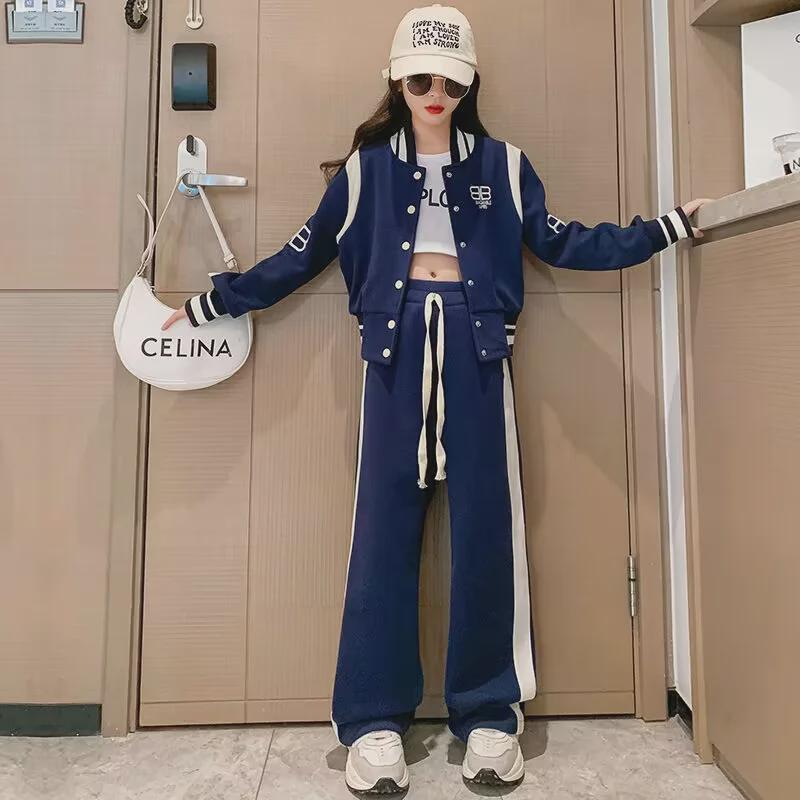 Stilvolle Frühlings- und Herbstsportbekleidung für Mädchen: Trendiges Zweiteiler-Set für Kinder