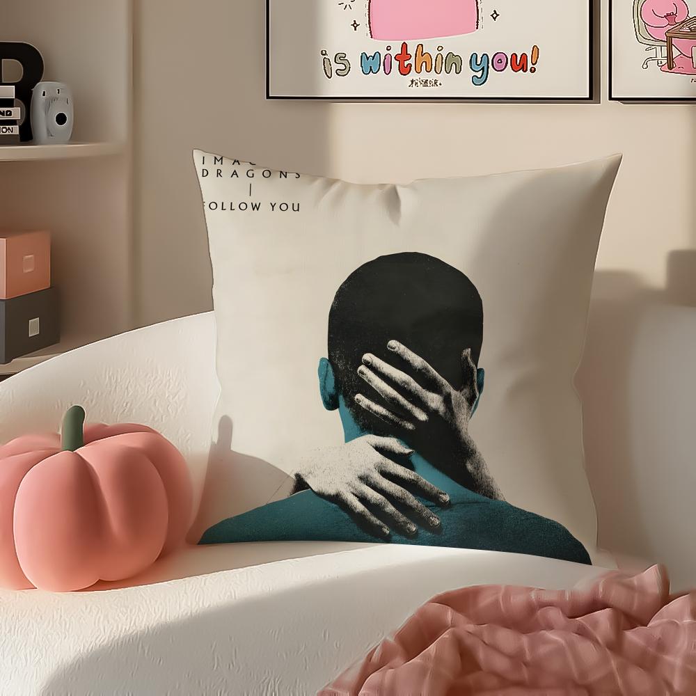 Anthemic Pop American Band IImagine Dragons Cushion Cover Pillowcase Short Plush Invisible Zipper Room Sofa Cushion Cover