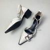 Fashion Footwear Ankle Strap Pumps Ladies Medium Heels Shoes Shallow Female Buckle Fashion Pointed Toe Women Square Heels Shoes