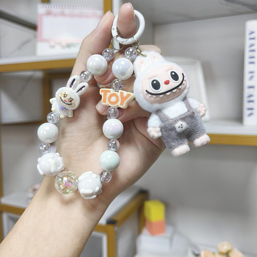 Cartoon Soft Rubber Flocked Rag Keychain Bag Pendant Blind Box Trendy Cool Rag Mobile Phone Chain Couple Small Gift