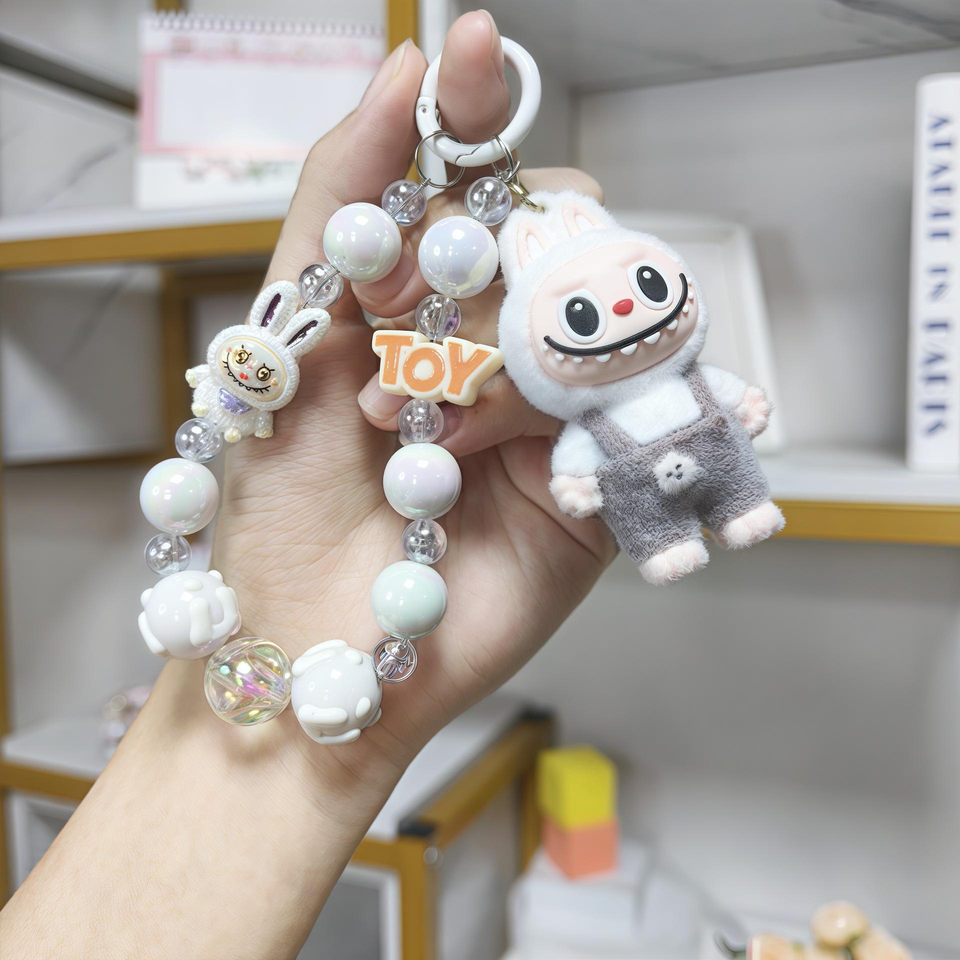 

Cartoon Soft Rubber Flocked Rag Keychain Bag Pendant Blind Box Trendy Cool Rag Mobile Phone Chain Couple Small Gift