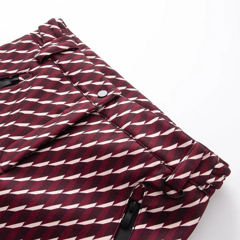 Damen Winter Kapuzen Reißverschluss Bordeaux Ski Gepolsterte Parka Mantel Anzug Set Dame Winddicht Hose Hosen Trainingsanzug
