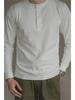 Men's Slim Fit Khaki Henley: 320g Cotton, Long Sleeve, Retro Style for Autumn
