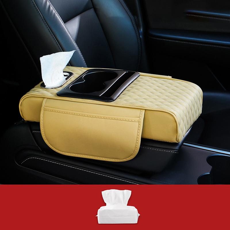 

1 шт., подушка-удлинитель для подлокотника автомобиля, многофункциональная, 7,5 см, утолщенная, для центральной консоли, подушка-опора для локтя, автомобильный органайзер бежевый