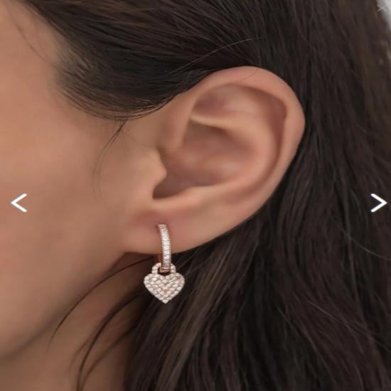 925 Sterling Silver Zircon Stone Heart Earrings