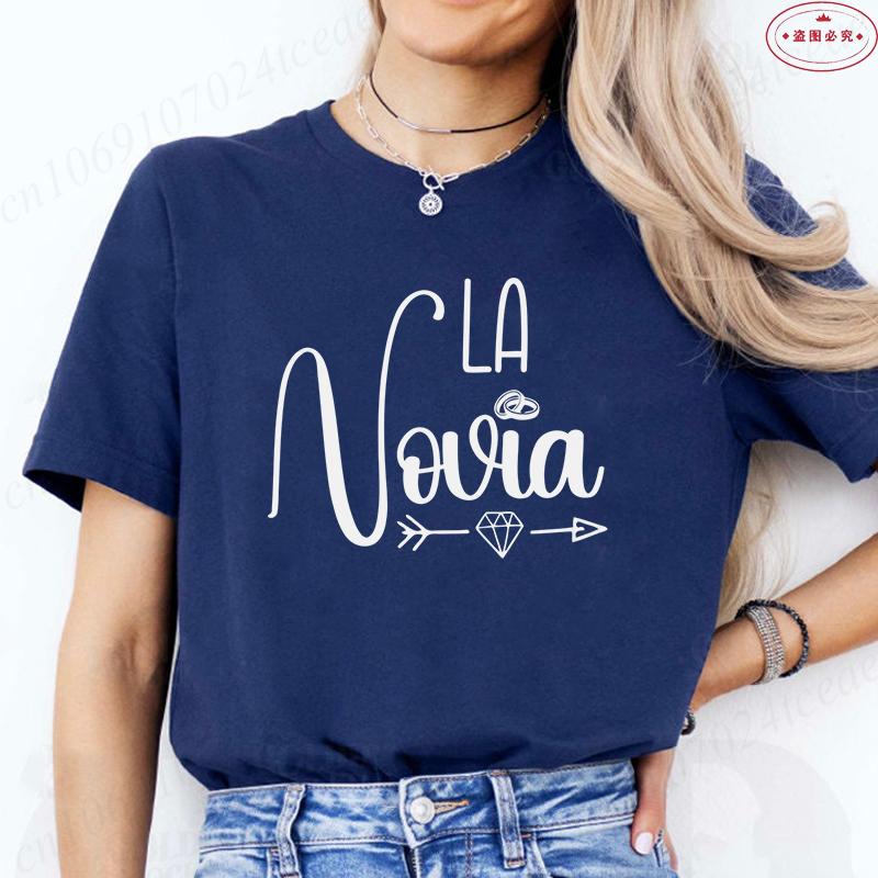 Mode Spansk Team Bride Squad T-shirt Möhippa Bröllop Y2k Toppar Kvinna Möhippa T-shirts Kortärmade Skjortor