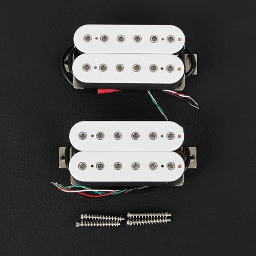 FLEOR Neck+Bridge Pickup Set Double Coil Humbucker Pickups for Electric Guitar Pickup Replacement-White