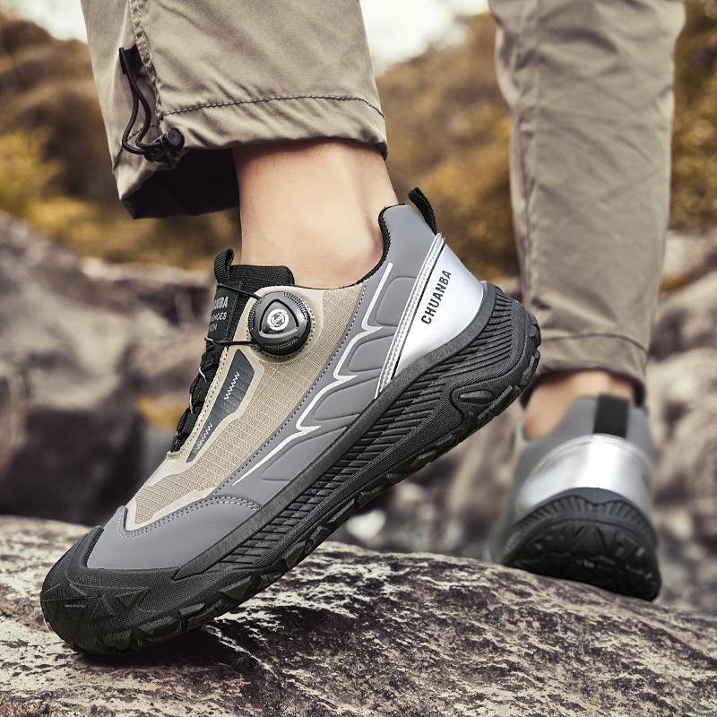 Outdoor rotating buckle hiking shoes spring and autumn new strap-free breathable travel leisure hiking shoes