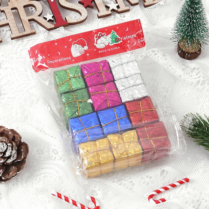12/24Pcs Mini Christmas Decorations Gift Boxes Hanging Xmas Tree Pendants Foam Present for Home Decor New Year Party Supplies