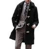 Herren Herbst und Winter Revers Verdickter Ochsenhornknopfmantel Warmer Tweedmantel für den Außenbereich