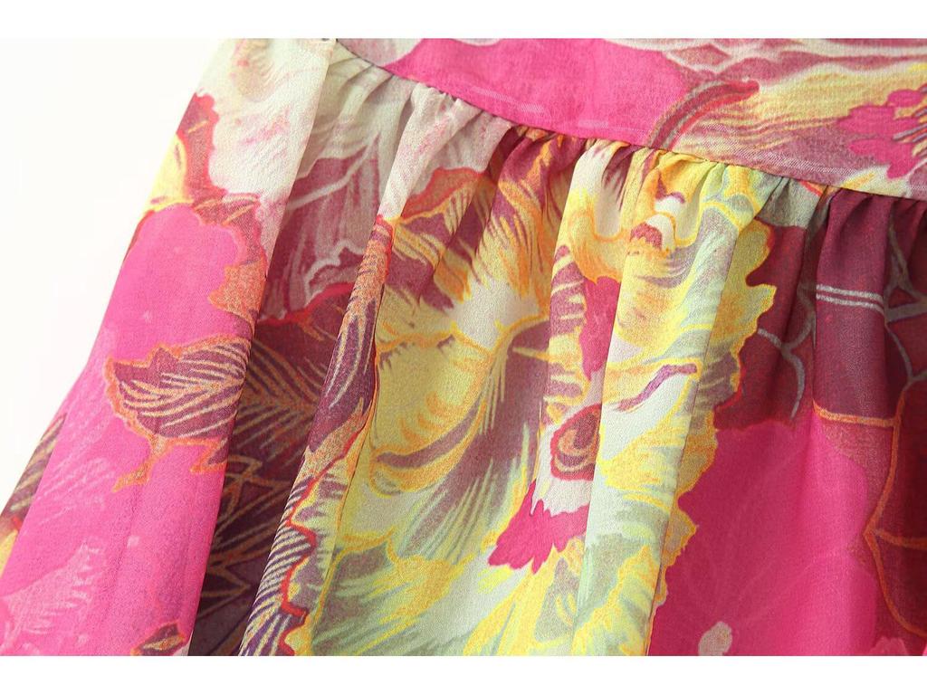 European & American Women's Printed Strappy Bandeau Maxi Dress
