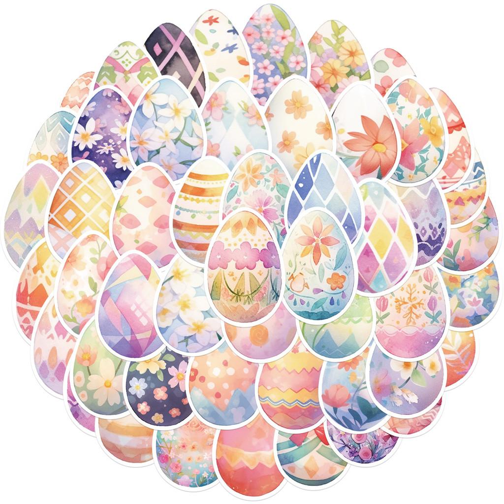 50-Piece Festive Original Non-Infringing Easter Series Watercolor Egg Stickers - DIY Waterproof Decor for Guitars, Phones