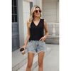 Sommer Neue Einfarbig V-ausschnitt Lose Ärmelloses Casual T-shirt Weste Top