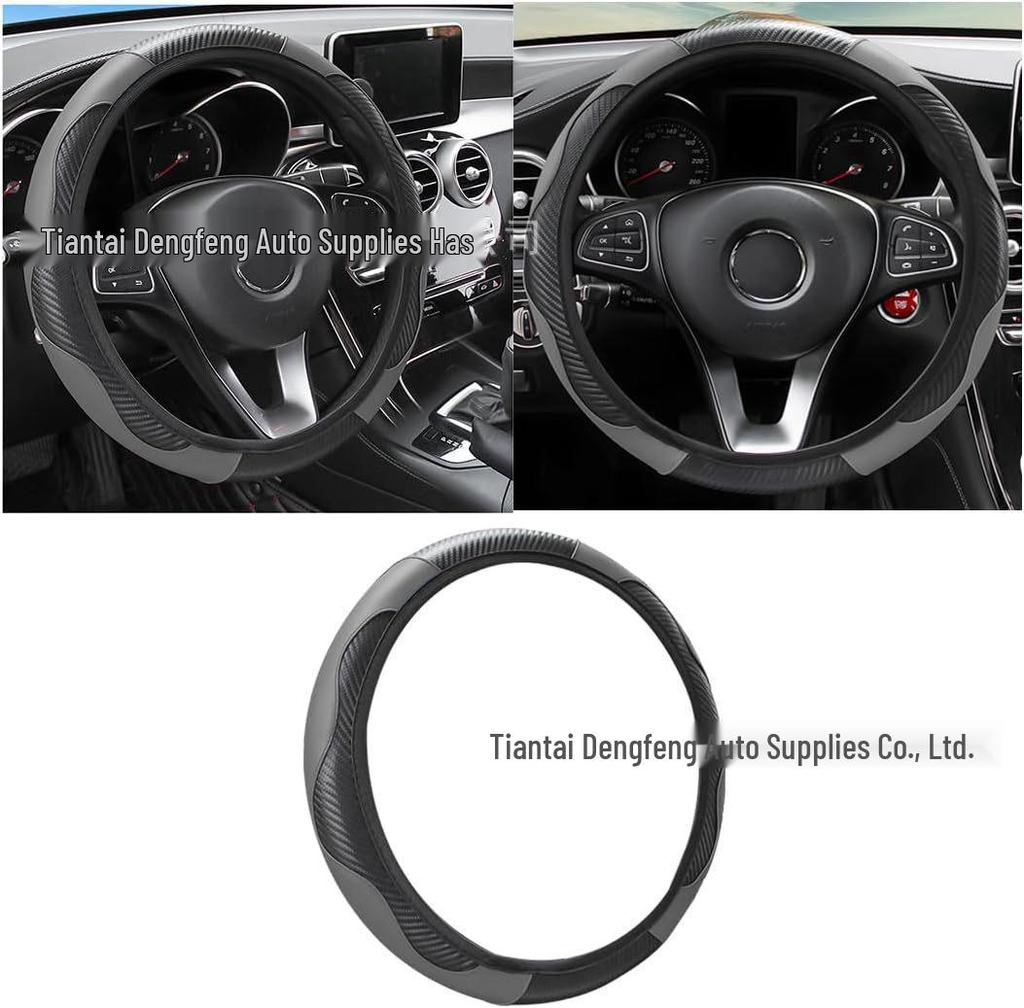 Universal Four-Season Faux Carbon Fiber Steering Wheel Cover for SUVs and Sedans
