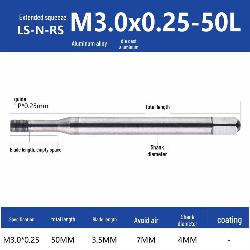 Tungsten Steel Fine Thread Tapping Tap for Watches & Mobile Phones - Sizes M1, M1.2, M1.4, M1.6, M2, M2.5