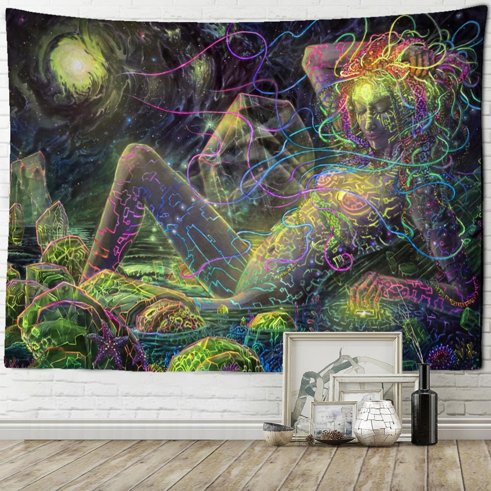 Romantischer Sonnenblumen-Astronaut Wandteppich Wandbehang Hippie Tapiz Kunst Böhmische Mystik Wohnzimmer Schlafzimmer Heimdeko