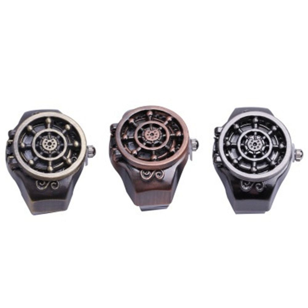 Vintage Antique Zinc Zinc Alloy Bronze Fashion Unisex Ring Watch Rudder Design Finger Watch Jewelry