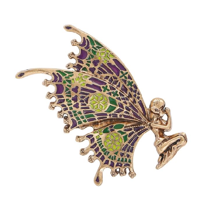 Delicate Floral Faerie Brooch Alloy Pin Featuring Butterfly Wing Elegant Suit Accessory Women Fashion Jewelry