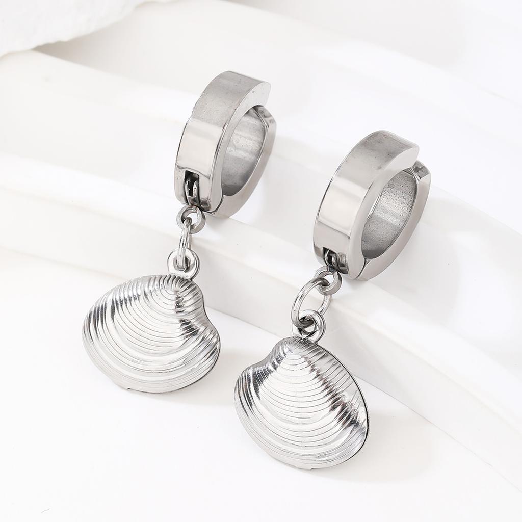 Hypoallergenically Stainless Steel Earrings Elastic Clip Starfish/Seashells Decorations Daily Wear Ear Accessories