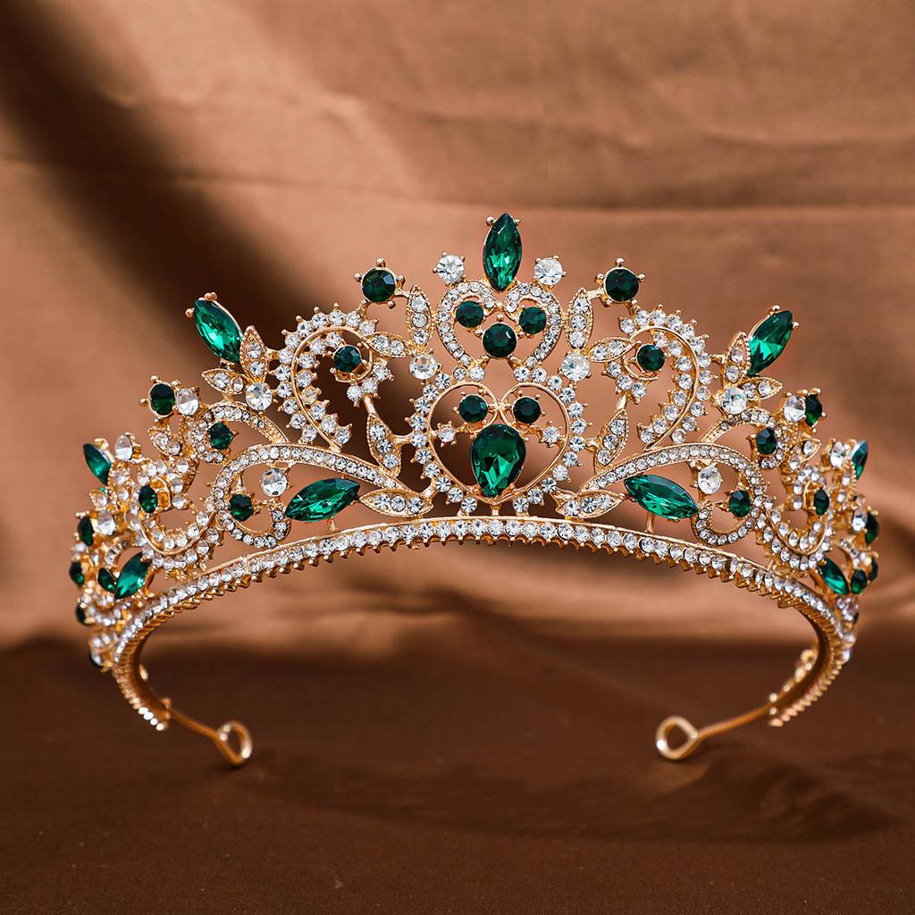 European and American Bridal Tiara Baroque Crown Rhinestone Princess Crown Hair Accessories Wedding Anniversary Style Dress Headband Accessories