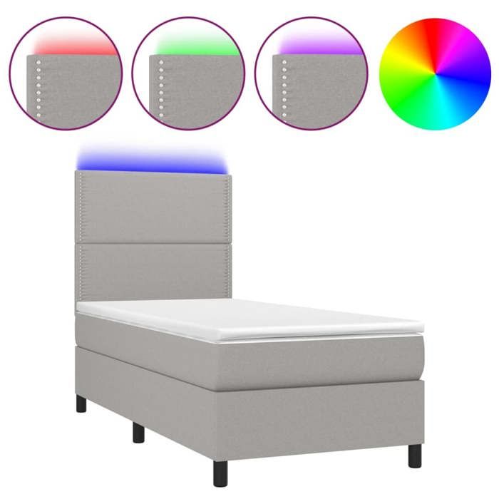 Maison Exclusive - Sommier à lattes de lit et matelas et LED Gris clair 100x200 cm