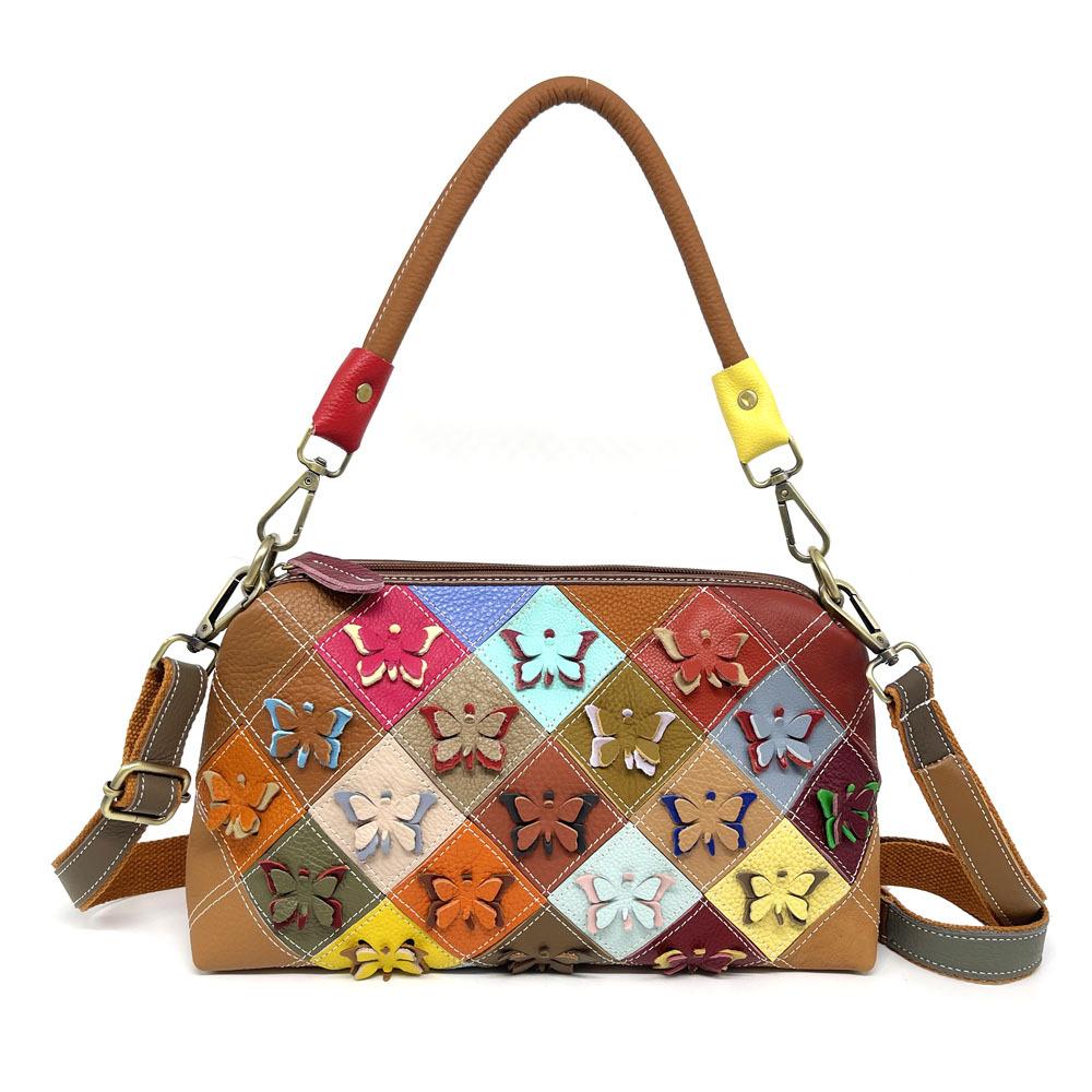 

Women S Handbag Hand-Spliced Butterfly Shape Design Shoulder Messenger Bag Genuine Leather Women S Bag