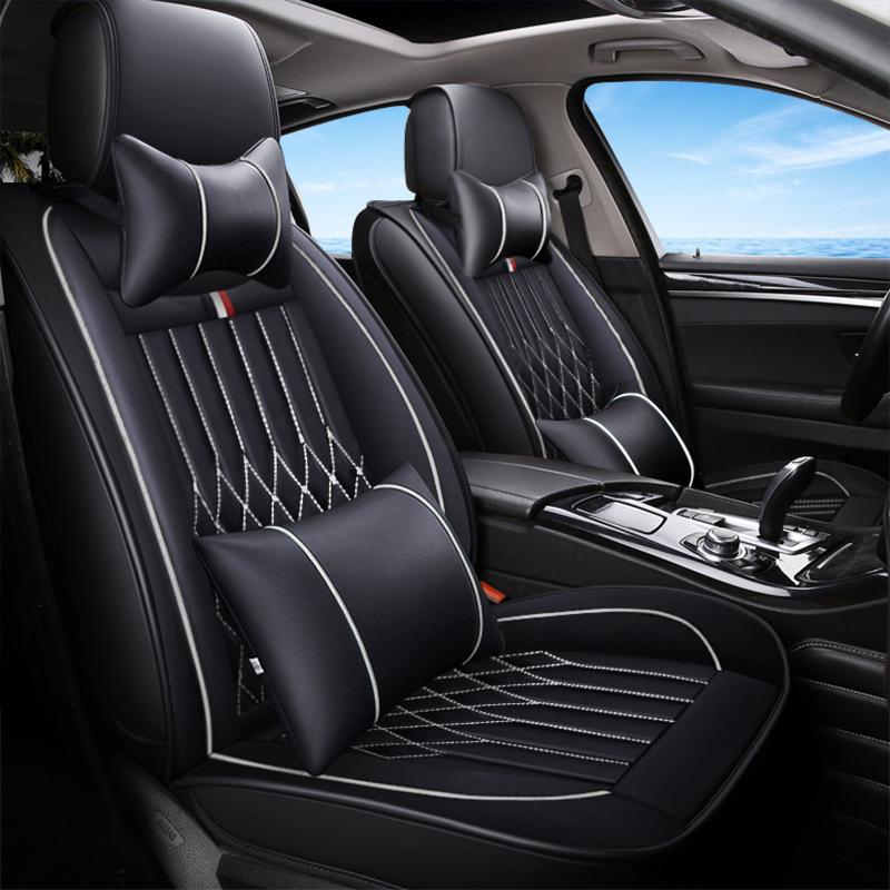2019 Full Coverage Leather & Ice Silk Cartoon Car Seat Cushion, Universal for All Seasons