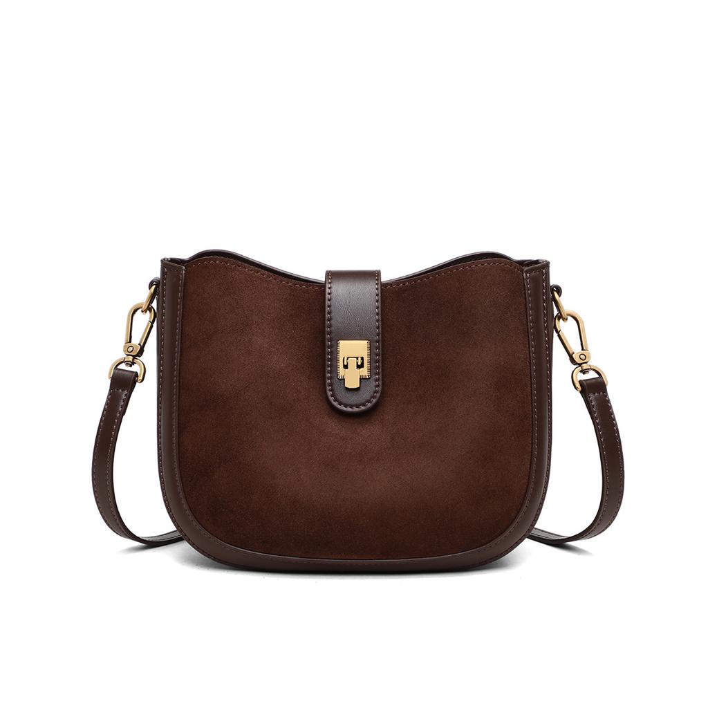 New Autumn and Winter Saddle Bag Crossbody Bag High-end Suede Casual Retro Shoulder Bag