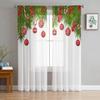 Farmhouse Christmas Ball Curtain Living Room Cafe Xmas Gifts Balls Window Curtains Kitchen Bedroom Outdoor Yard Sheer Polyester Ideal For