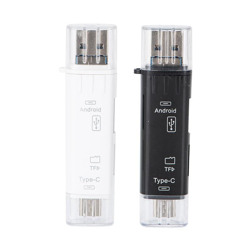 Portable Multi-function OTG Card Reader: TF/microSD, USB, V8, and Type-C Converter for Phones and Cameras