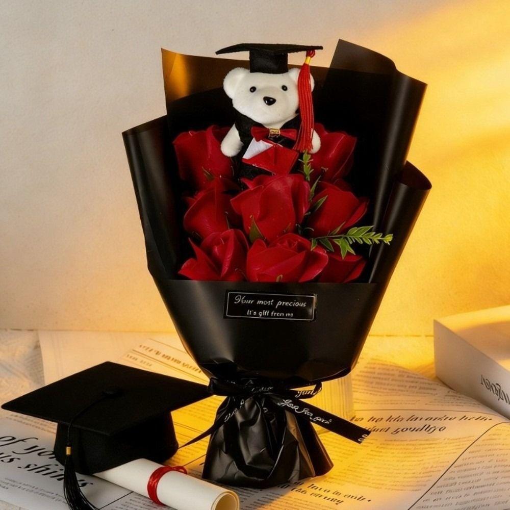 Bear Animal Bear Graduation Bouquet Lovely Bow Tie Bear Plush Bouquet Decoration  Birthday Party