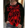 Men's Long-sleeved T-shirt 3D Printed High-definition Skull Stitching Printing Men's Autumn Tops Casual Round Neck Home Clothes