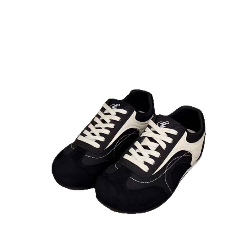 Ballet style retro contrasting color splicing flat bottom women's new versatile and comfortable casual sports shoes