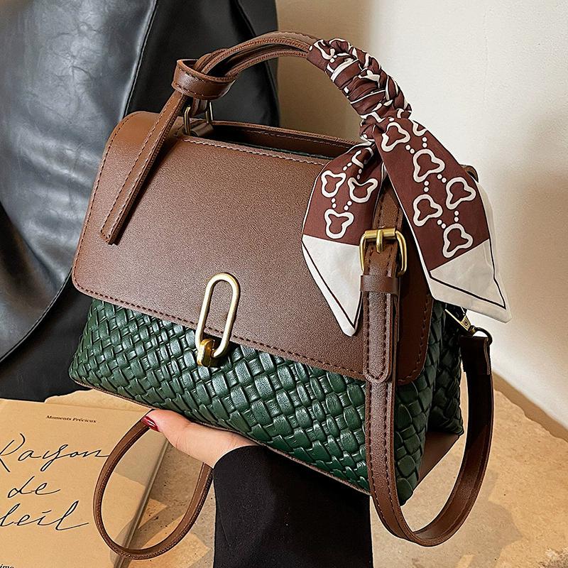 Soft Leather Woven Pattern Handbag Women Satchel Large Capacity Casual Storage Totes Saffiano Female Shoulder Crossbody Bags