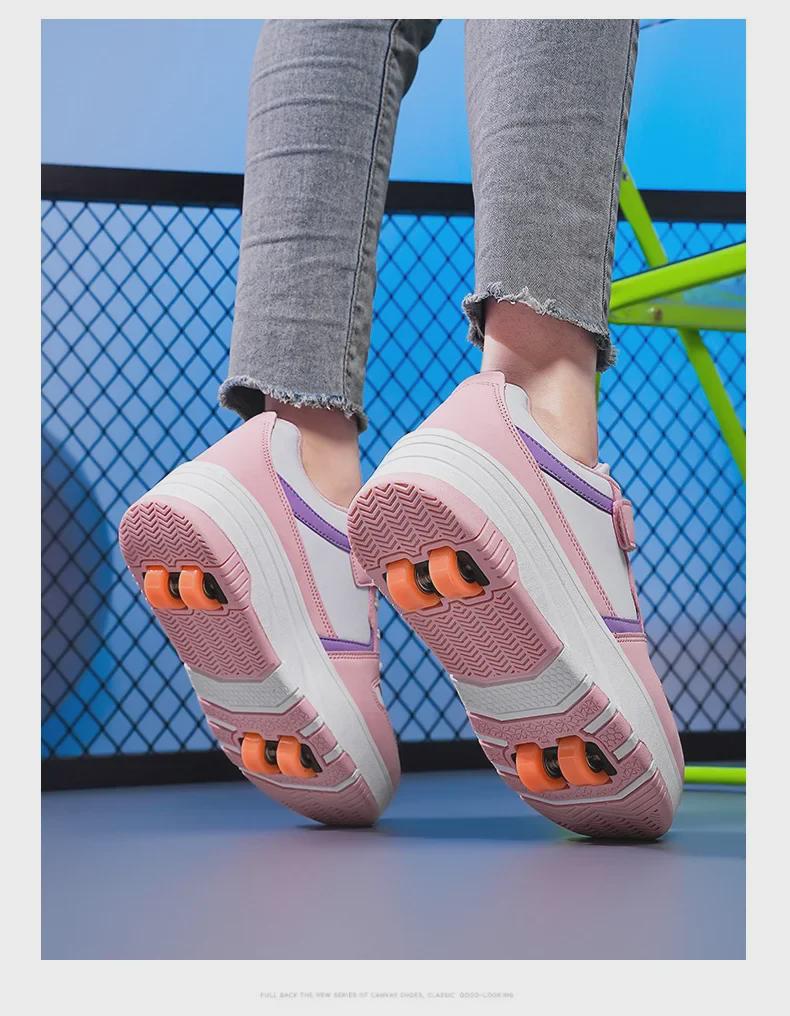 Barne konvertible løpe- og rulleskøyter med avtakbare hjul