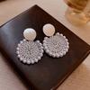 Zinc Alloy Needle Water Drop Pearl Flower Tassel Earrings for Women French Vintage Palace Style Drop Earrings Vintage Zircon
