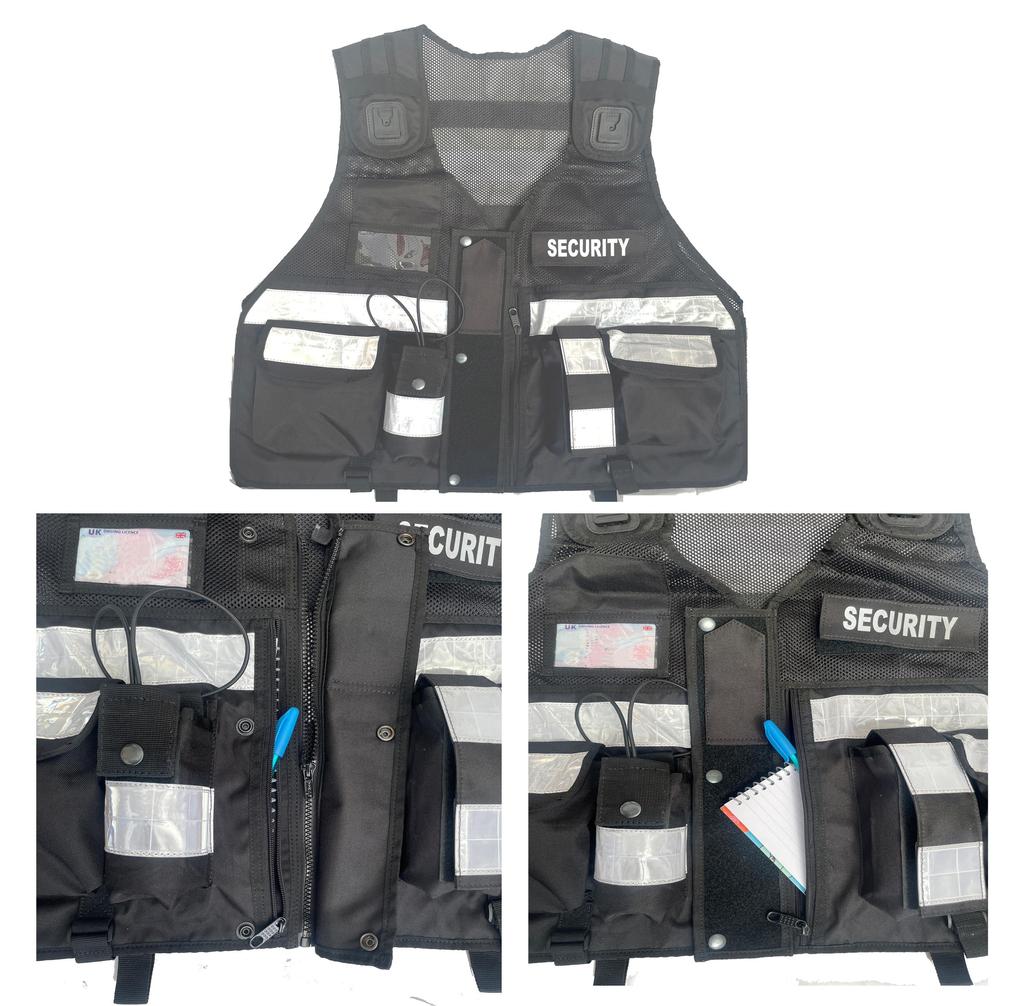 Prof. Bezpečnostní taktická vesta s vysokou viditelností, reflexní pruhy, pro psovoda, bezpečnostního pracovníka, pro nouzovou reakci, univerzální velikost