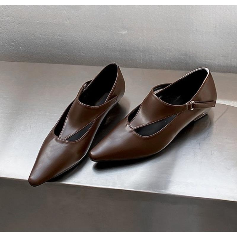 

Новые дизайнерские винтажные женские туфли Мэри Джейн с острым носком, туфли с неглубокой застежкой, весенние женские элегантные туфли для платья на толстом каблуке 42 коричневый